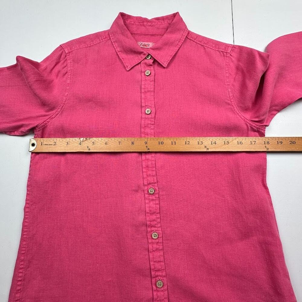 Faherty Top Womens Extra Small Pink Linen Button Up Long Sleeve Lightweight Boho - Picture 9 of 12